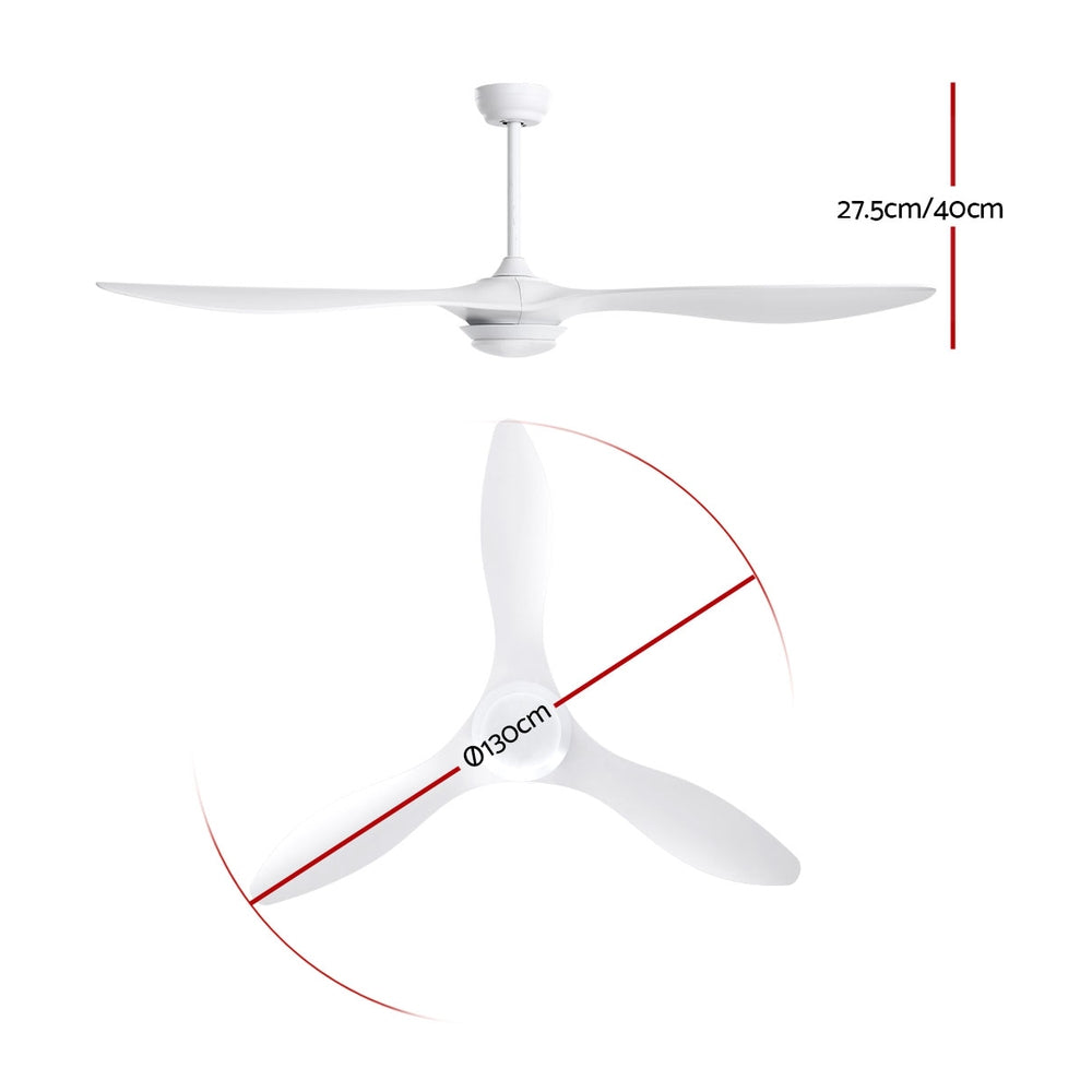 132cm (52'') Remote DC Ceiling Fan with LED Light - White