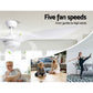 132cm (52'') Remote DC Ceiling Fan with LED Light - White