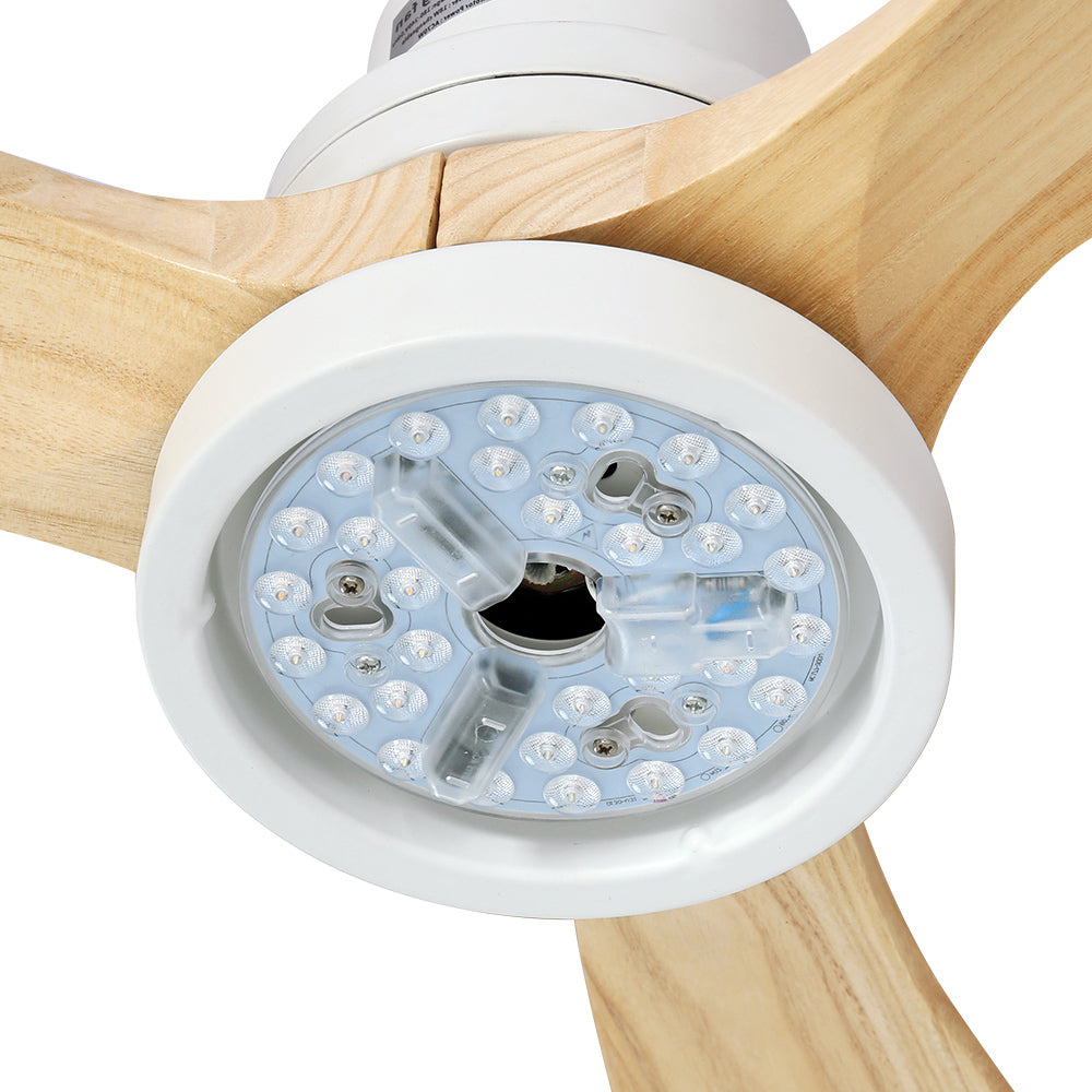 132cm (52'') Remote Ceiling Fan with LED Light - Light Wood