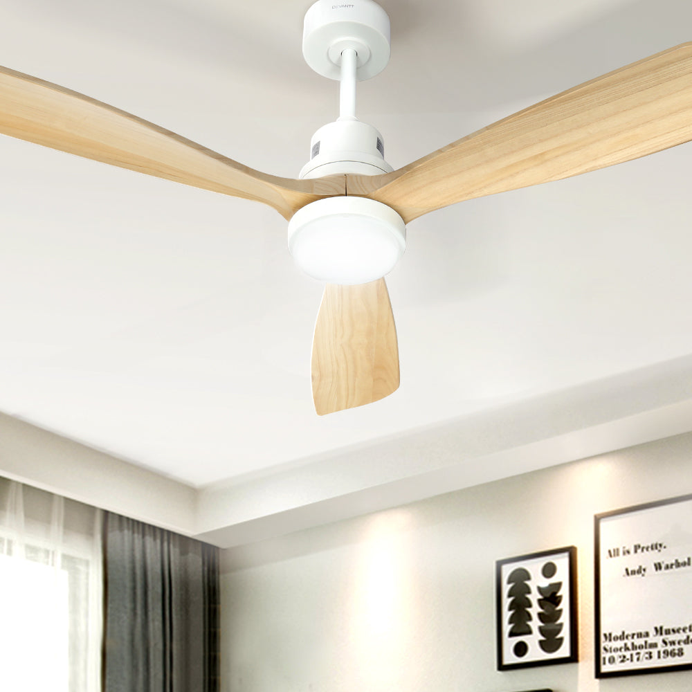 132cm (52'') Remote Ceiling Fan with LED Light - Light Wood