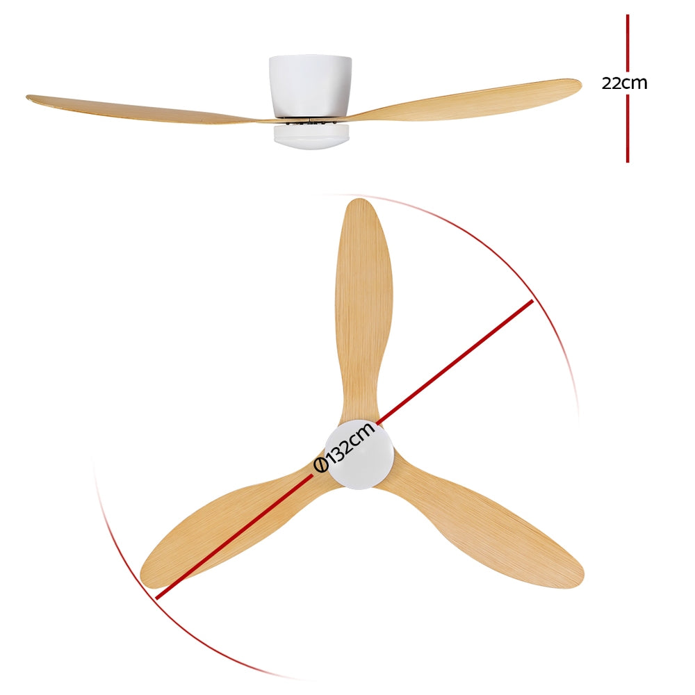 132cm (52'') Remote DC Ceiling Fan with LED Light - Light Wood