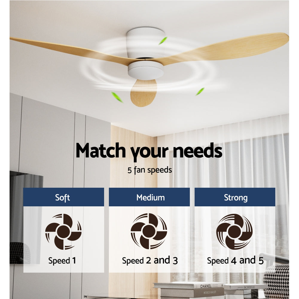 132cm (52'') Remote DC Ceiling Fan with LED Light - Light Wood