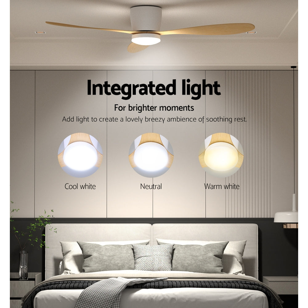 132cm (52'') Remote DC Ceiling Fan with LED Light - Light Wood