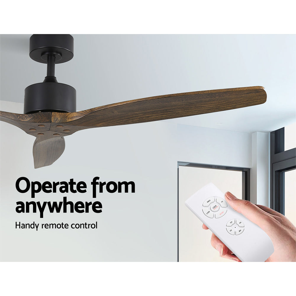 132cm (52'') Remote Ceiling Fan AC Motor 3 Blades - Dark Wood