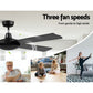 132cm (52'') Remote Ceiling Fan  - Black