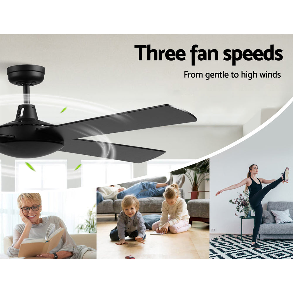 132cm (52'') Remote Ceiling Fan  - Black