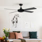 132cm (52'') Remote Ceiling Fan  - Black