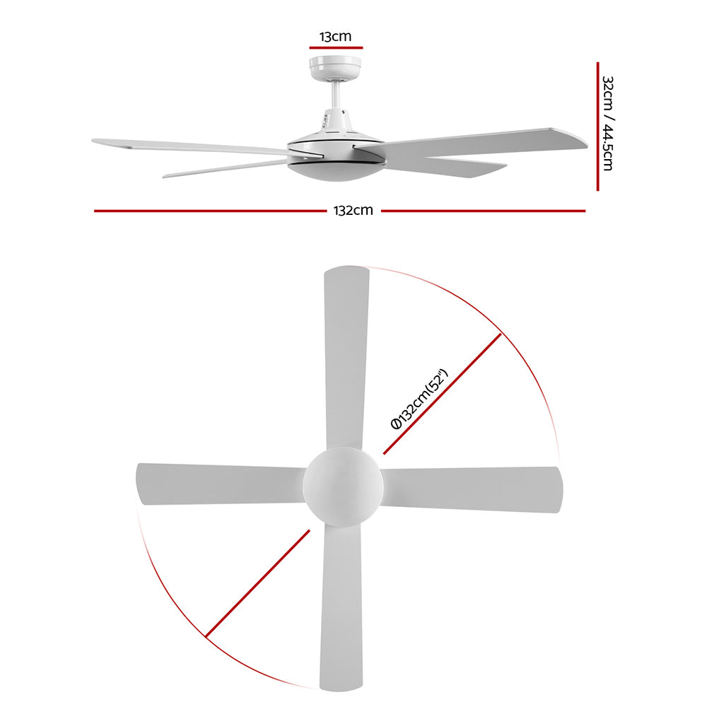 132cm (52'') Remote Ceiling Fan  - White