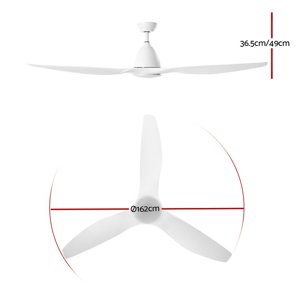 162cm (64'') Remote DC Ceiling Fan with Light - White