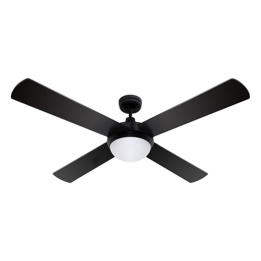 132cm (52'') Remote Ceiling Fan with LED Light - Black