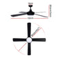 132cm (52'') Remote Ceiling Fan with LED Light - Black