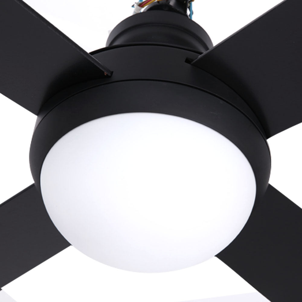 132cm (52'') Remote Ceiling Fan with LED Light - Black