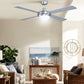 132cm (52'') Remote Ceiling Fan with LED Light - Silver