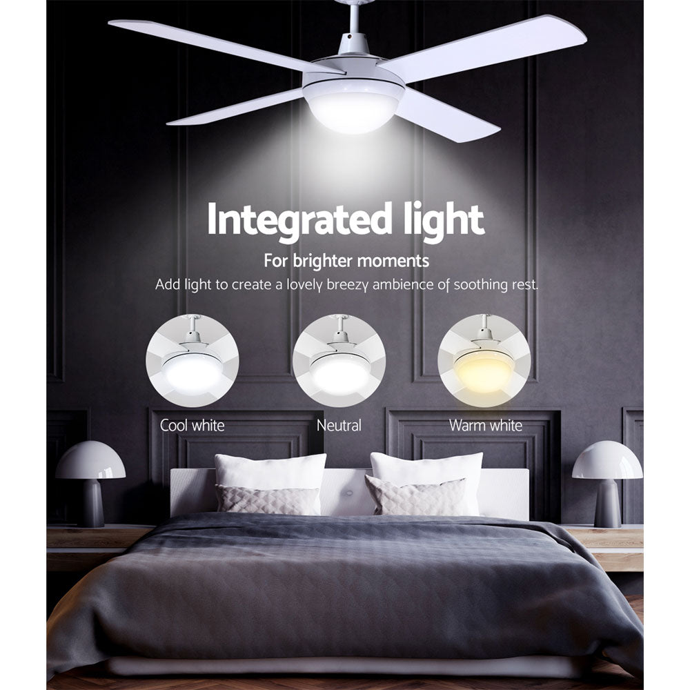 132cm (52'') Remote Ceiling Fan with LED Light - White