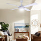 132cm (52'') Remote Ceiling Fan with LED Light - White