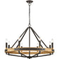 Interior Candelabra Oak Wood Pendant Light - Black