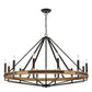 Interior Candelabra Oak Wood Pendant Light - Black