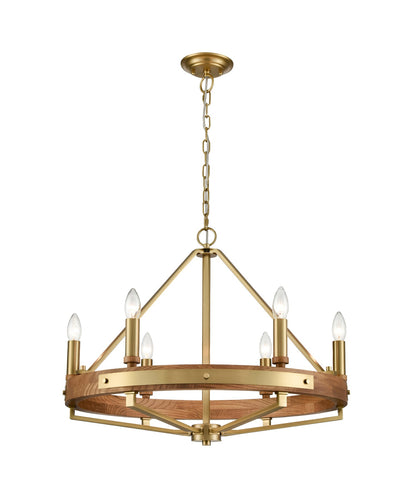 Interior Candelabra Natural Wood Pendant Light - Gold