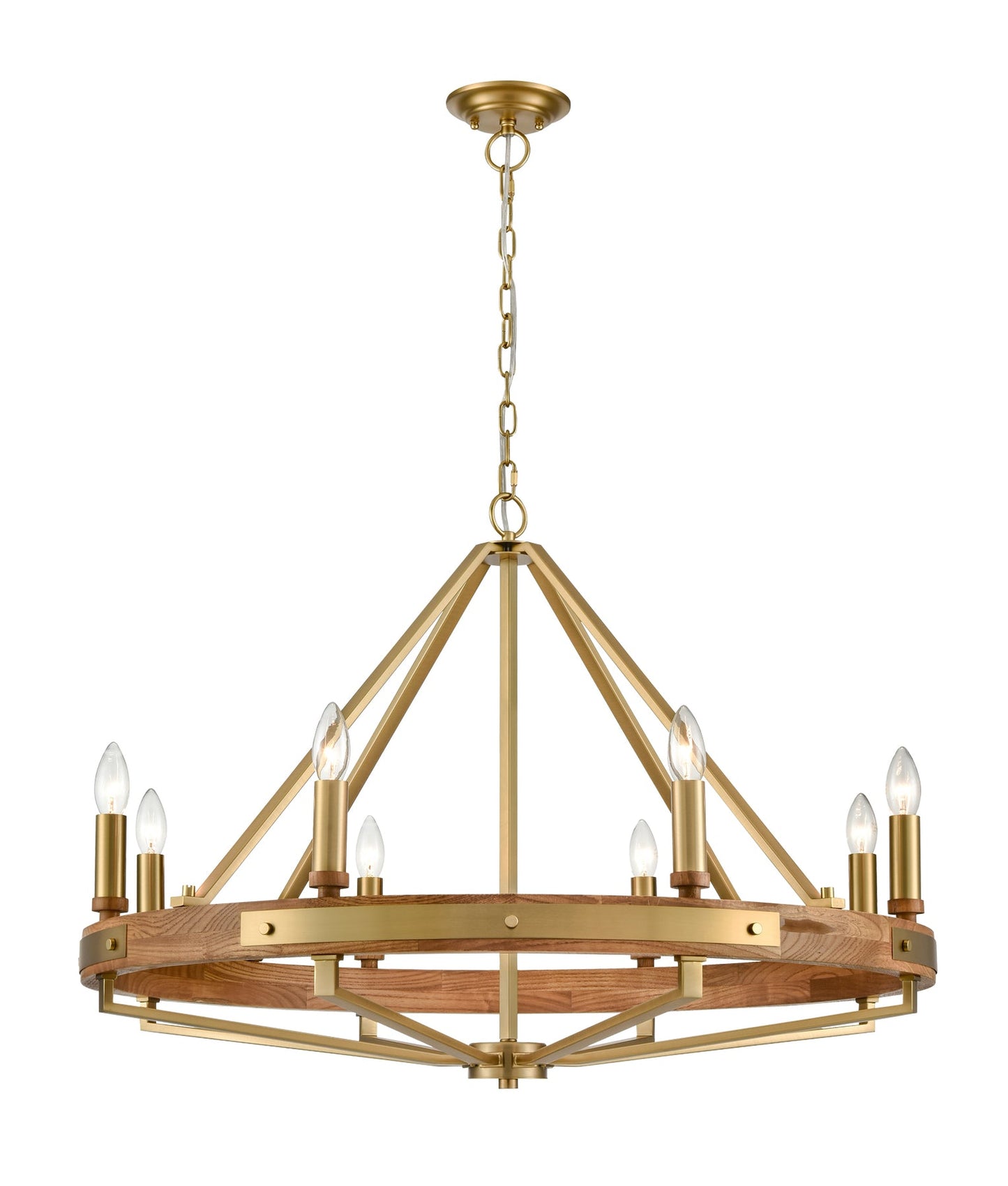 Interior Candelabra Natural Wood Pendant Light - Gold