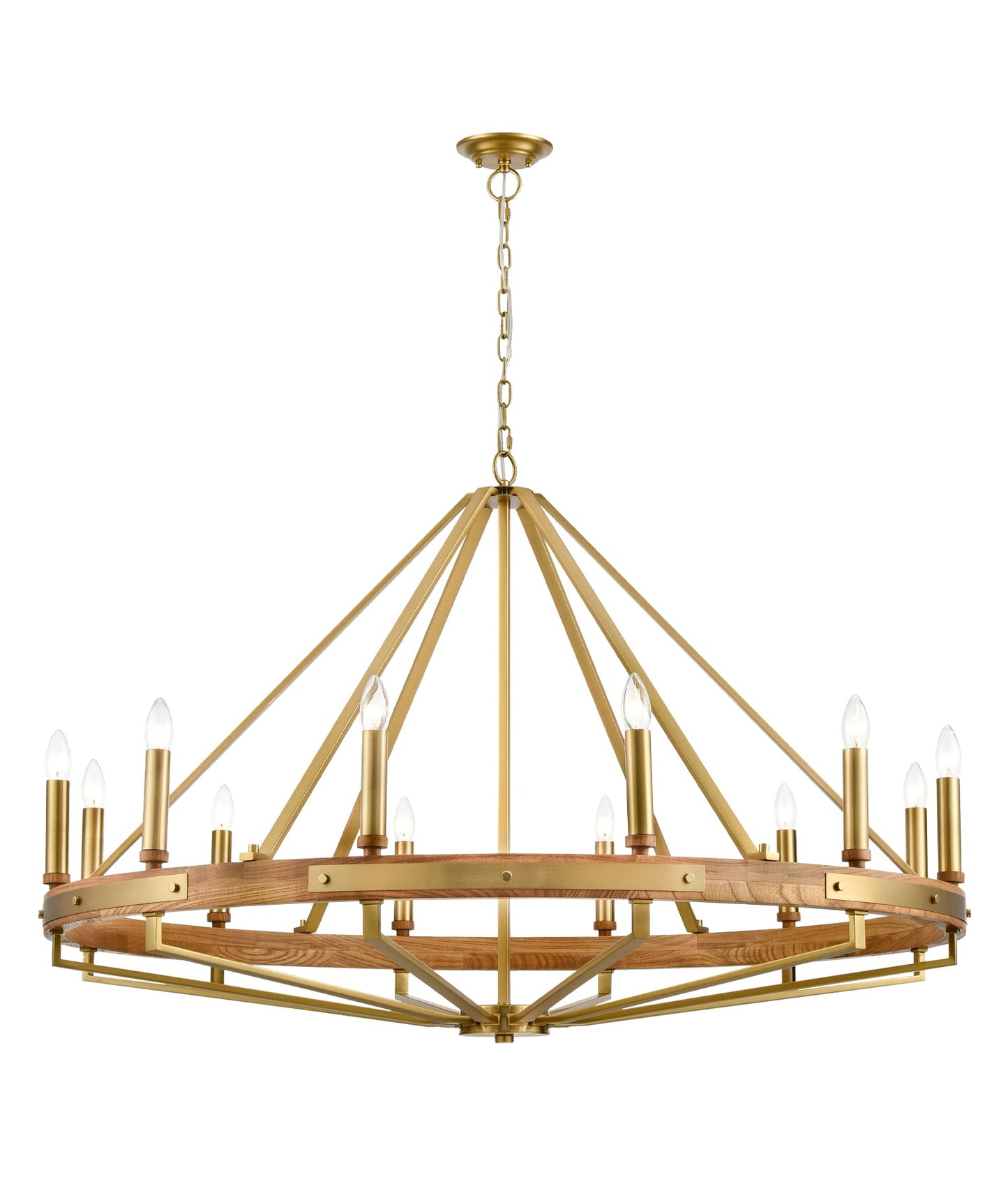 Interior Candelabra Natural Wood Pendant Light - Gold