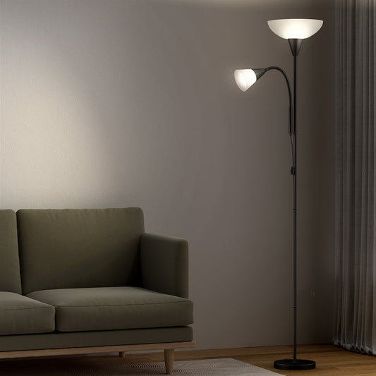 Dual-Headed Adjustable LED Floor Lamp - Black