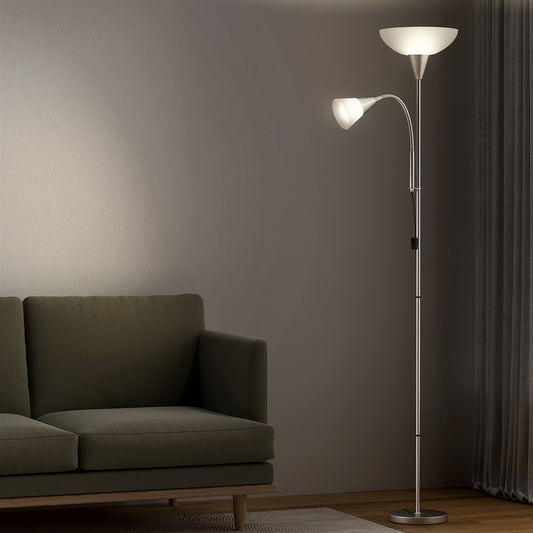 Dual-Headed Adjustable LED Floor Lamp - Silver