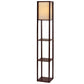 Vintage Etagere LED Floor Lamp with Tiered Shelving - Brown