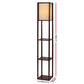 Vintage Etagere LED Floor Lamp with Tiered Shelving - Brown