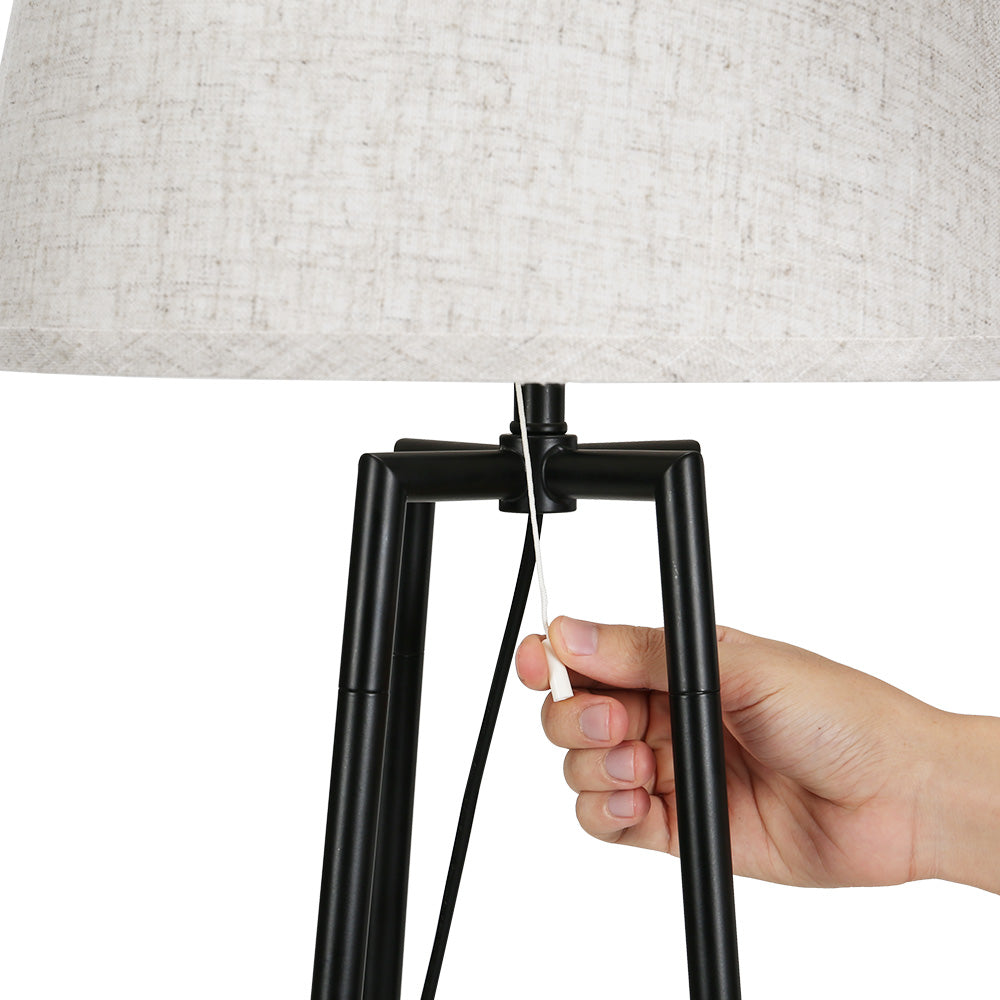 Upright Floor Lamp with Two-Tier Storage Shelves - Light Stand