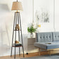 Upright Floor Lamp with Two-Tier Storage Shelves - Light Stand