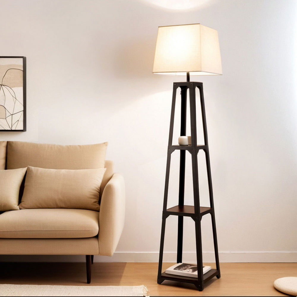 Vintage Etagere Floor Lamp with Tiered Shelving