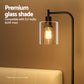 Modern Glass Shade Reading Floor Lamp - Black