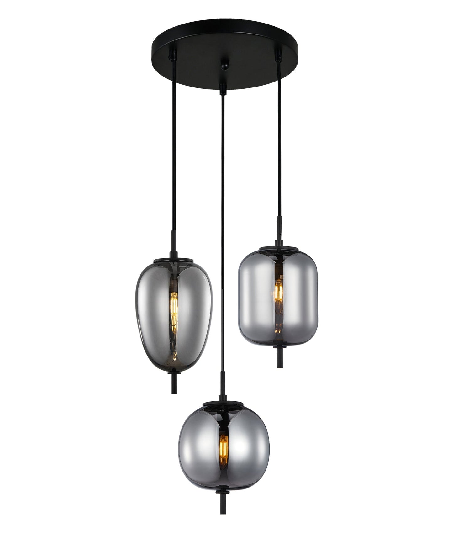 Interior Smokey Black Mirror Finish Multiple Pendant Lights