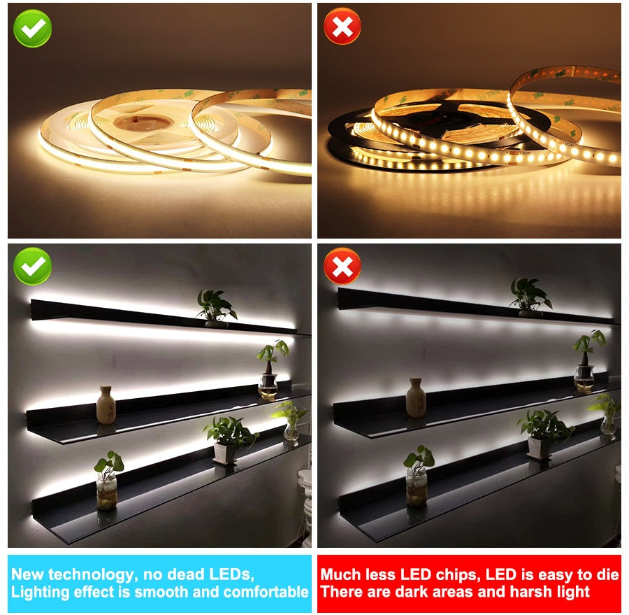 COB LED Strip 24V Flexible 5mm 8mm Width - Green