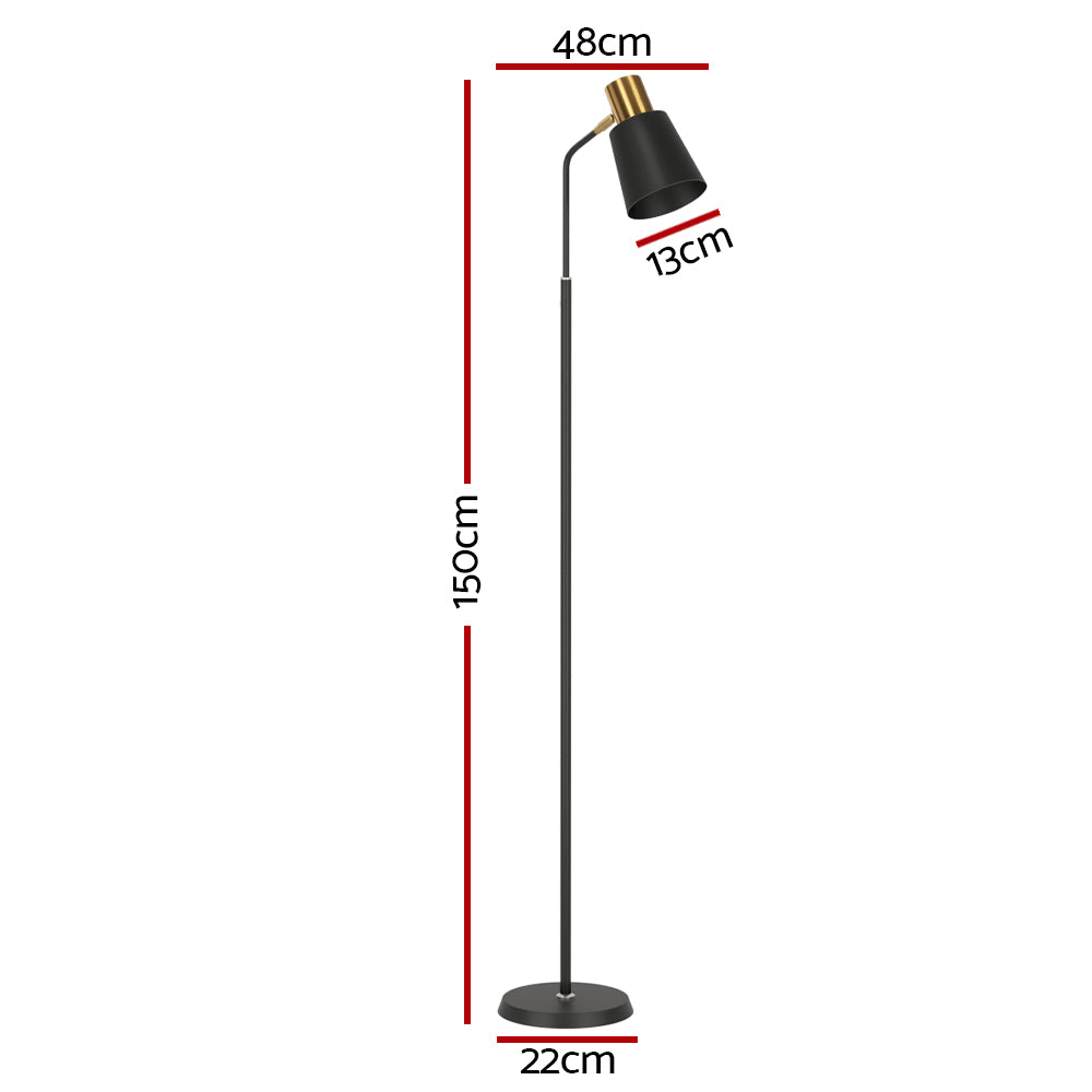 Adjustable Black LED Floor Lamp with Brass Accent - Modern Reading Light