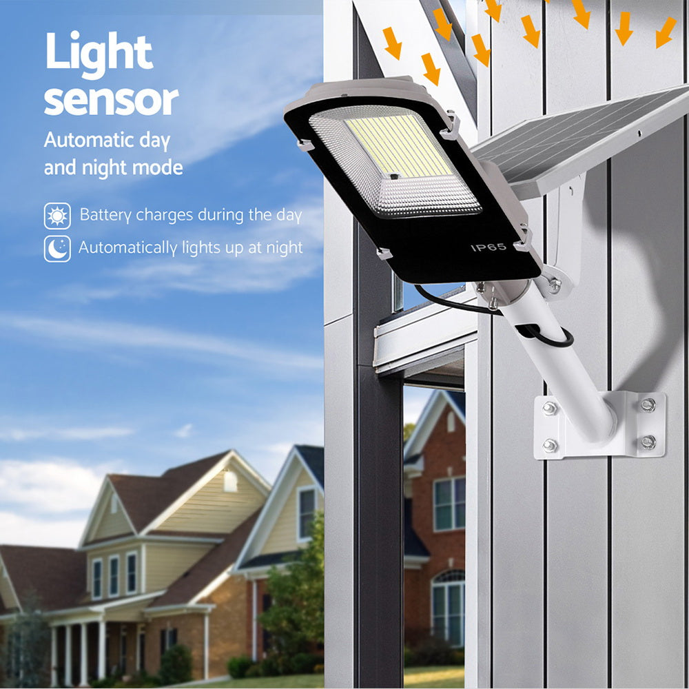 386-LED Wall-Mounted Solar Street Light with Motion Sensor & Remote Control