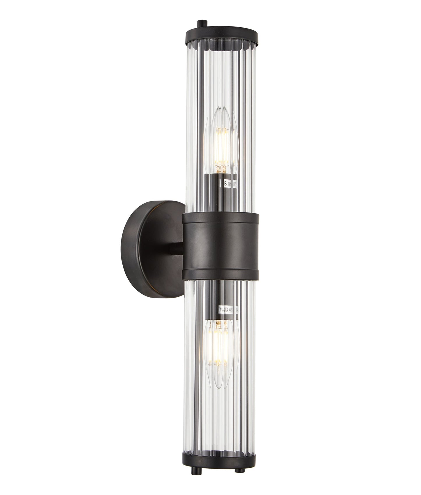 Interior Up/Down Tubular Clear Glass Wall Lights - Black