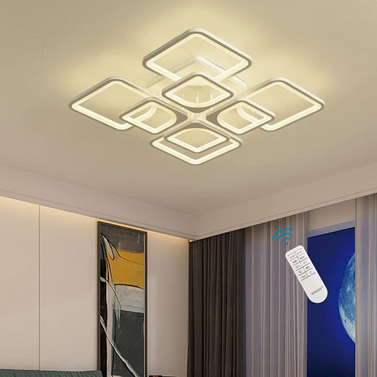 Futuristic Geometric LED Ceiling Light - Dimmable with Remote Control