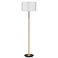 Refined Brushed Brass Floor Lamp with White Drum Shade