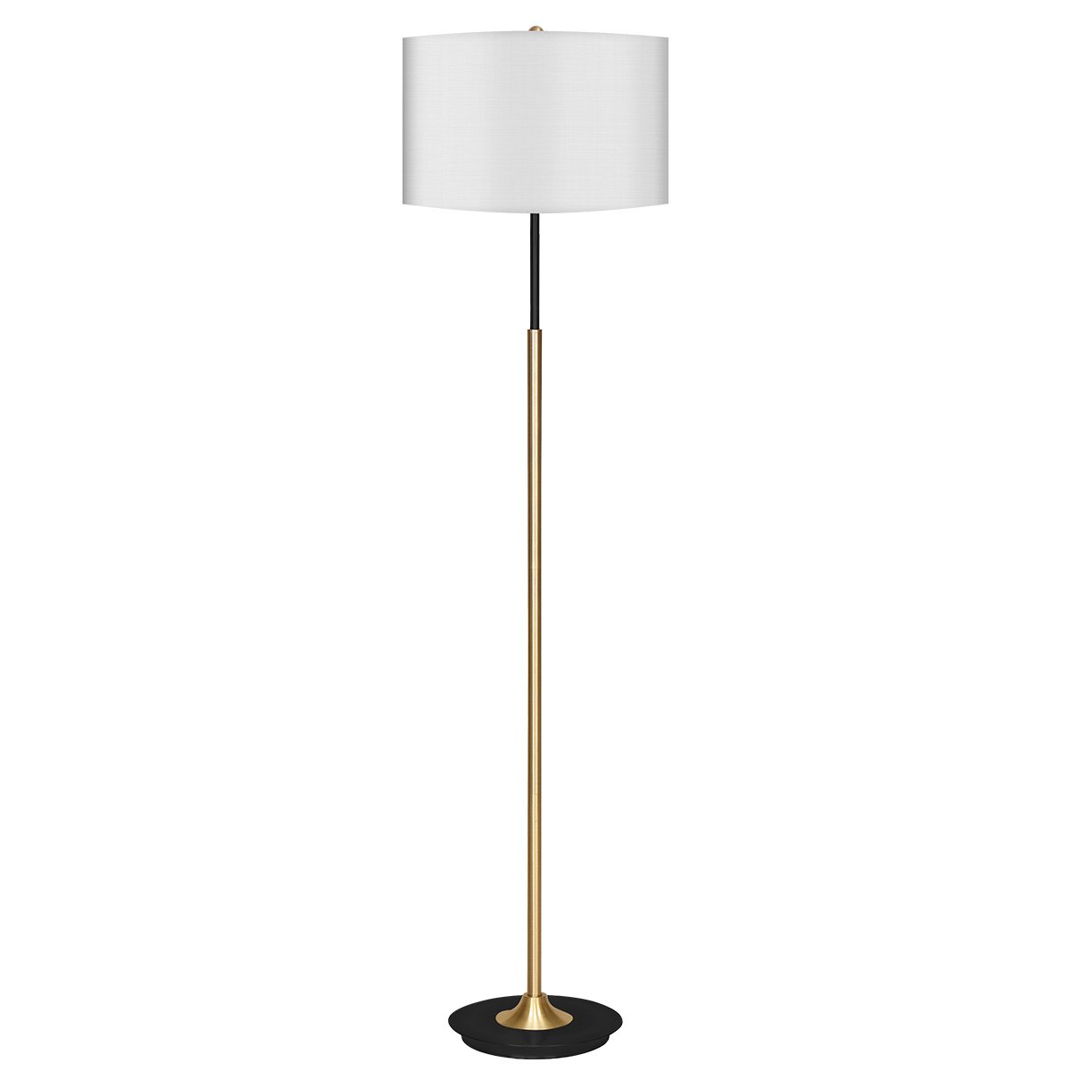 Refined Brushed Brass Floor Lamp with White Drum Shade