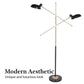 Dual-Head Adjustable Floor Lamp in Black and Gold