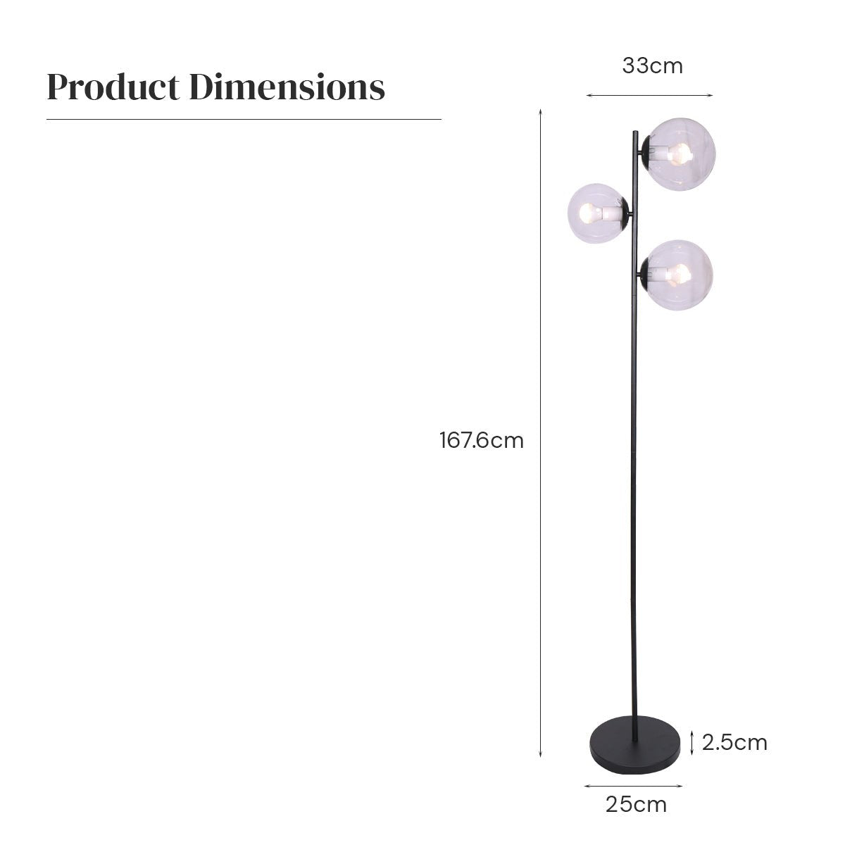 Triple Orb Floor Lamp - Black