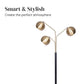 Adjustable 3-Arm Floor Lamp with Gold Dome Shades