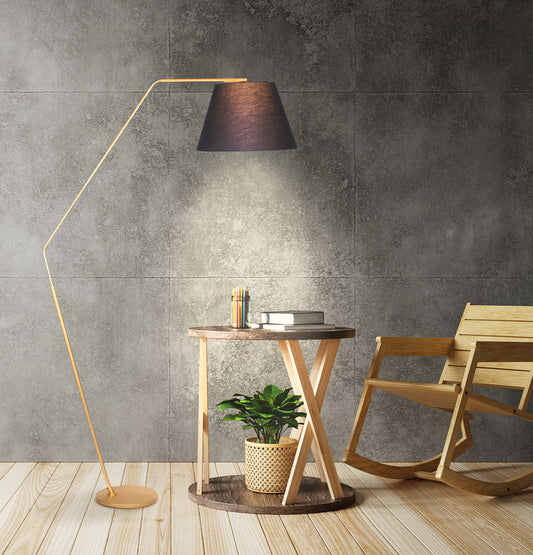 Contemporary Copper Arc Floor Lamp with Tapered Empire Shade