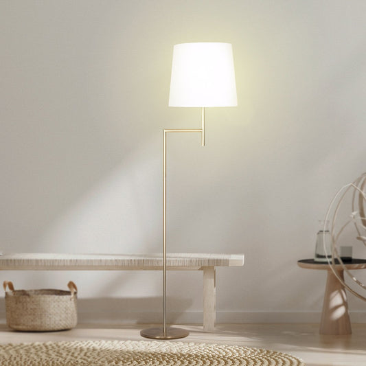 Elegant Floor Lamp with Cream Linen Shade - Golden brass