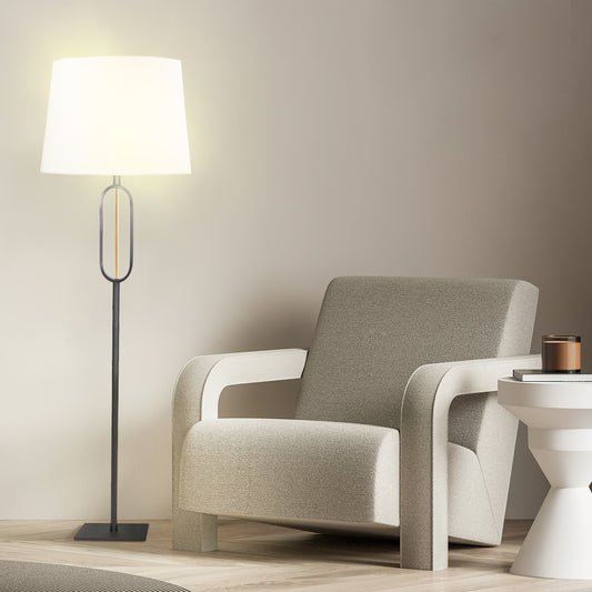 Elegant Loop Stand Floor Lamp with Fabric Shade