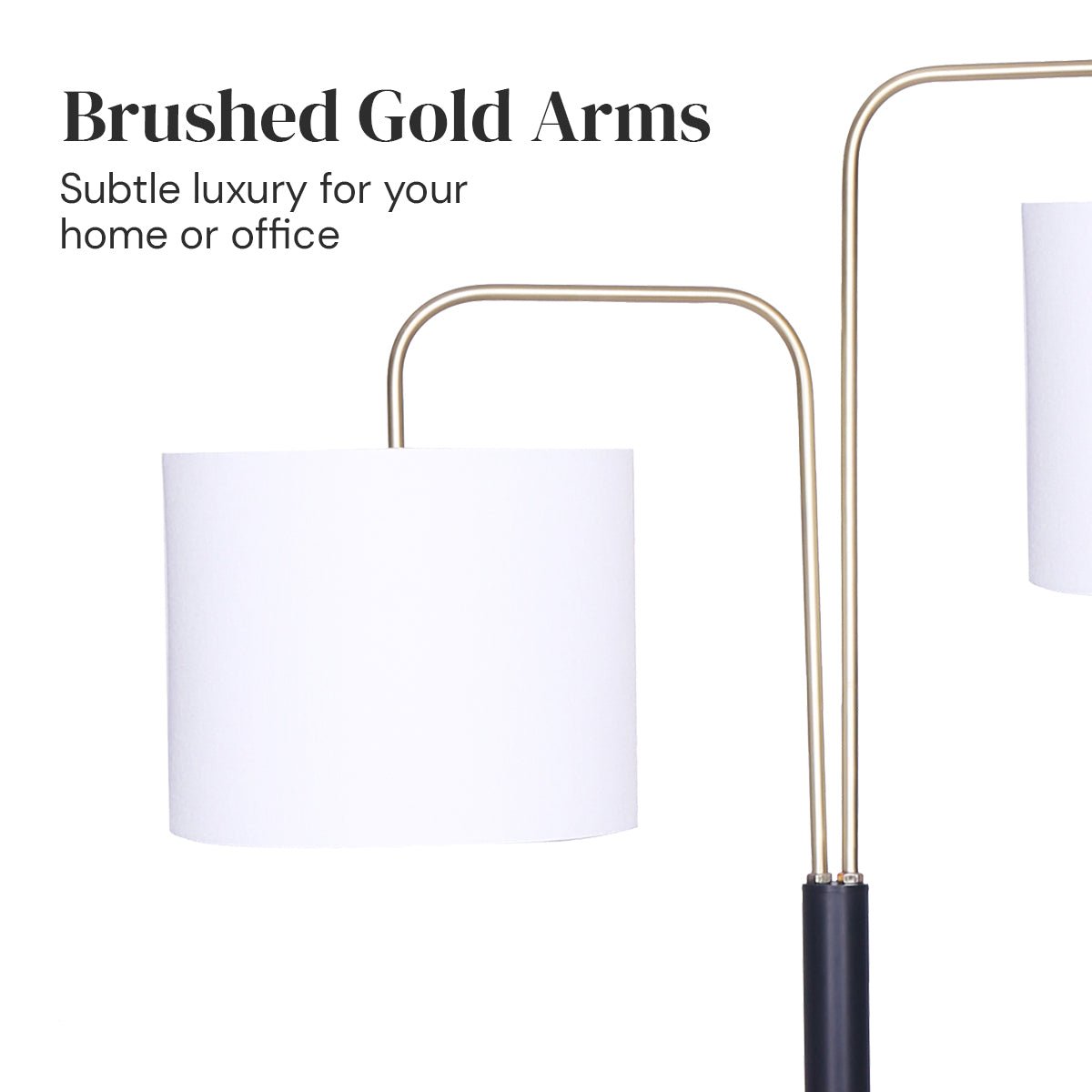 Dual Shade Articulated Floor Lamp - Black and Brass