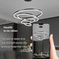 Minimalist Black LED Chandelier - 3 Adjustable Rings Pendant Light