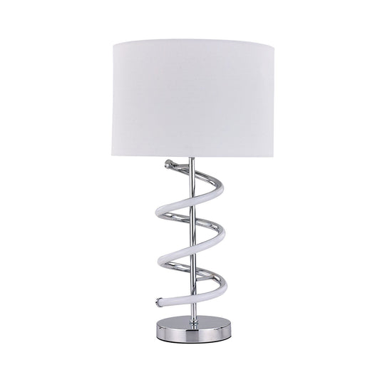 Chrome Swirl Table Lamp with White Drum Shade