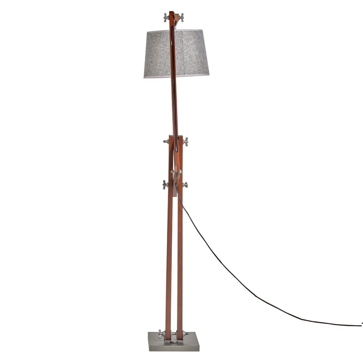 Vintage Adjustable Bamboo Floor Lamp with Cherry Wood Finish